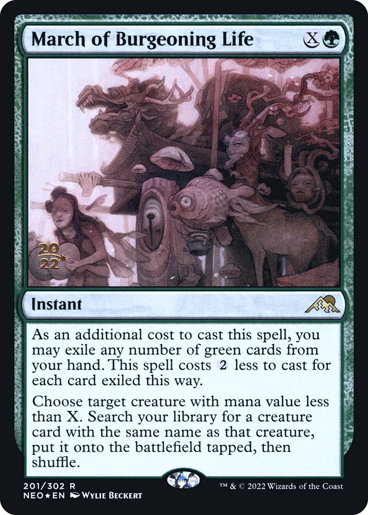 March of Burgeoning Life (PRE-201S) [Kamigawa: Neon Dynasty Promos] Foil
