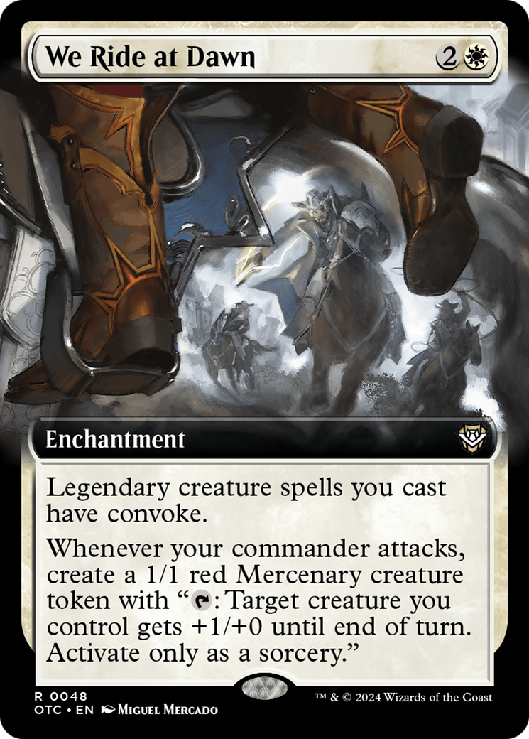 We Ride at Dawn (OTC-048) [Outlaws of Thunder Junction Commander]: (Extended Art)