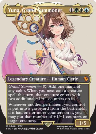 Yuna, Grand Summoner (Borderless) (FIC-208) [Commander: FINAL FANTASY] Foil
