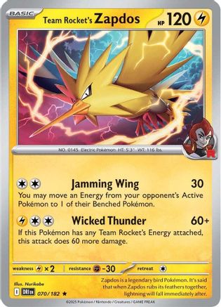 Team Rocket's Zapdos 70 - [SV10 Destined Rivals] Holofoil