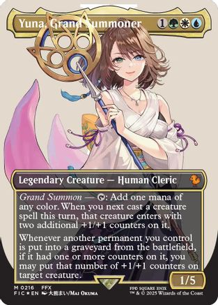 Yuna, Grand Summoner (Borderless) (Surge Foil) (FIC-216) [Commander: FINAL FANTASY] Foil