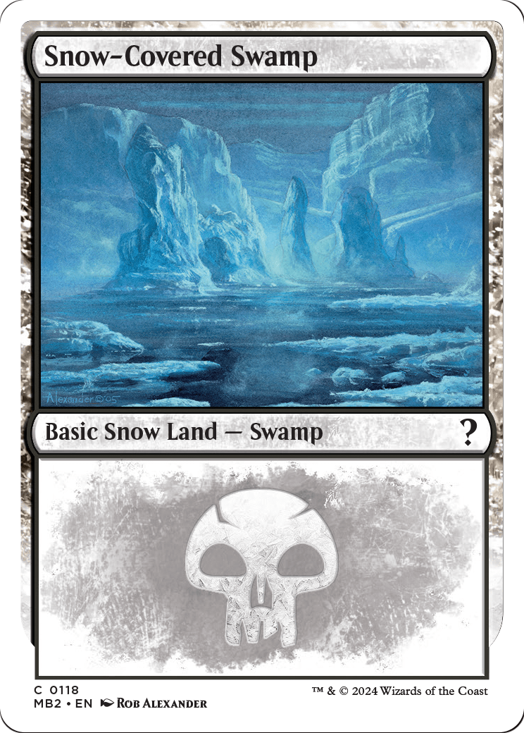 Snow-Covered Swamp (White Border) (MB2-118) [Mystery Booster 2]