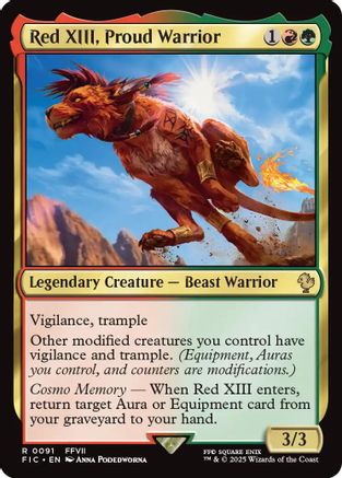 Red XIII, Proud Warrior (Surge Foil) (FIC-091) [Commander: FINAL FANTASY] Foil