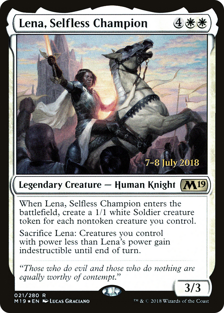Lena, Selfless Champion (PRE-21S) [Core Set 2019 Promos] Foil