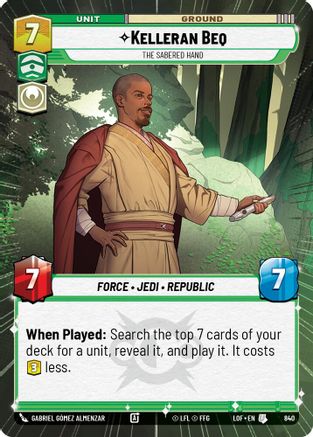 Kelleran Beq - The Sabered Hand (Hyperspace Foil) (840) [Legends of the Force] Foil