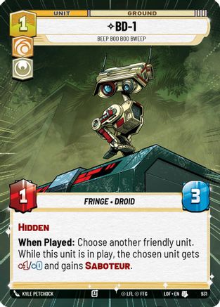 BD-1 - Beep Boo Boo Bweep (Hyperspace Foil) (931) [Legends of the Force] Foil