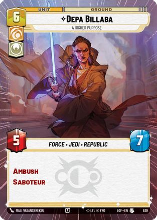 Depa Billaba - A Higher Purpose (Hyperspace Foil) (939) [Legends of the Force] Foil