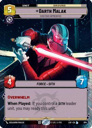 Darth Malak - Covetous Apprentice (Hyperspace Foil) (974) [Legends of the Force] Foil