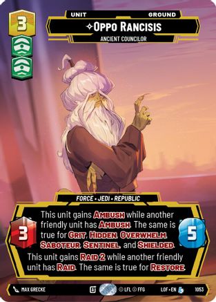 Oppo Rancisis - Ancient Councilor (Prestige) (1053) [Legends of the Force]