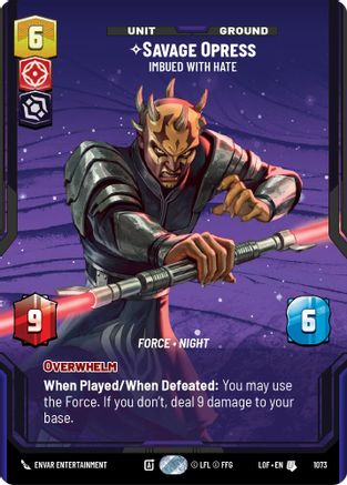Savage Opress - Imbued With Hate (Prestige Foil) (1073) [Legends of the Force] Foil