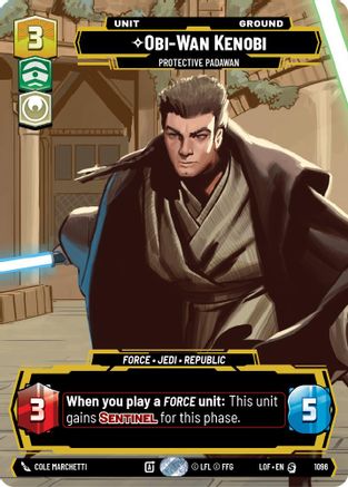 Obi-Wan Kenobi - Protective Padawan (Prestige Foil) (1096) [Legends of the Force] Foil