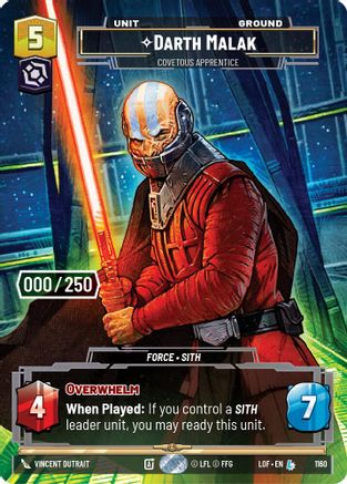 Darth Malak - Covetous Apprentice (Serialized) (1160) [Legends of the Force] Foil
