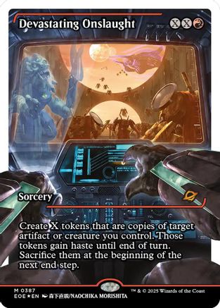 Devastating Onslaught (0387) (Showcase) (Fracture Foil) (EOE-387) [Edge of Eternities] Foil