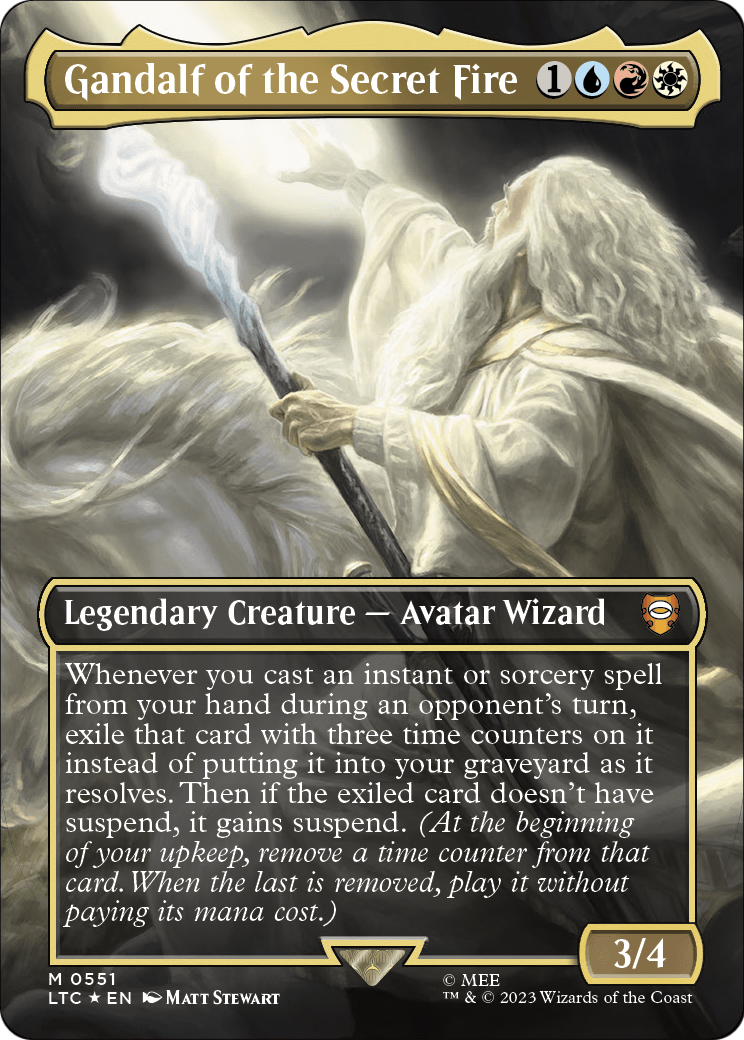 Gandalf of the Secret Fire (Borderless) (Surge Foil) (LTC-551) [Tales of Middle-earth Commander] Foil