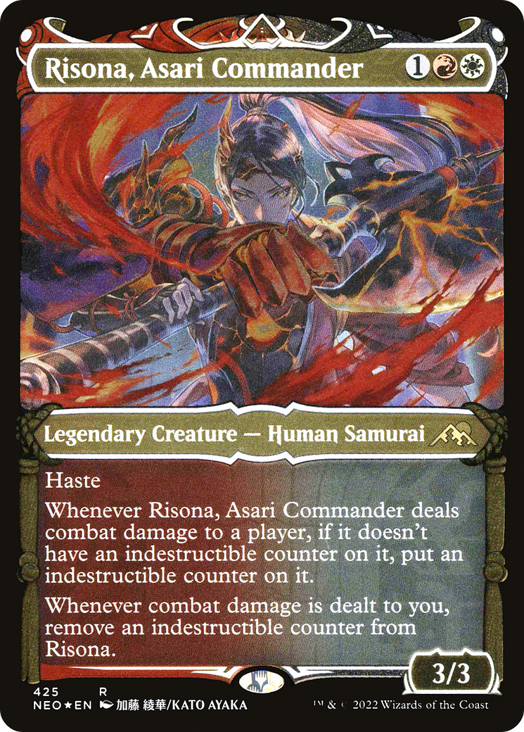 Risona, Asari Commander (Showcase) (Foil Etched) (NEO-425) [Kamigawa: Neon Dynasty] Foil