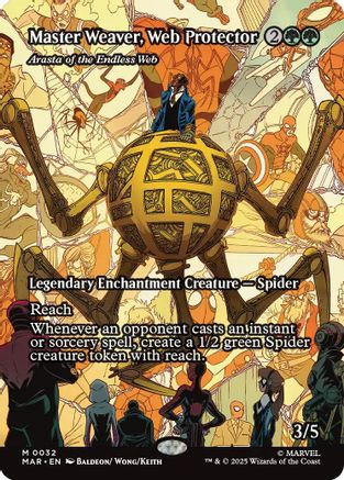 Master Weaver, Web Protector - Arasta of the Endless Web (Borderless) (MAR-032) [Marvel Eternal-Legal] Foil
