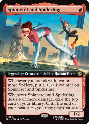 Spinneret and Spiderling (Extended Art) (SPM-264) [Marvel's Spider-Man] Foil