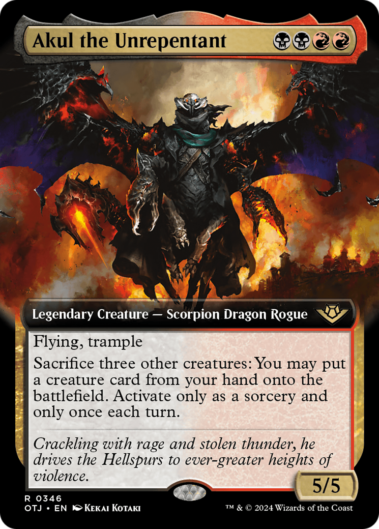 Akul the Unrepentant (OTJ-346) [Outlaws of Thunder Junction]: (Extended Art)