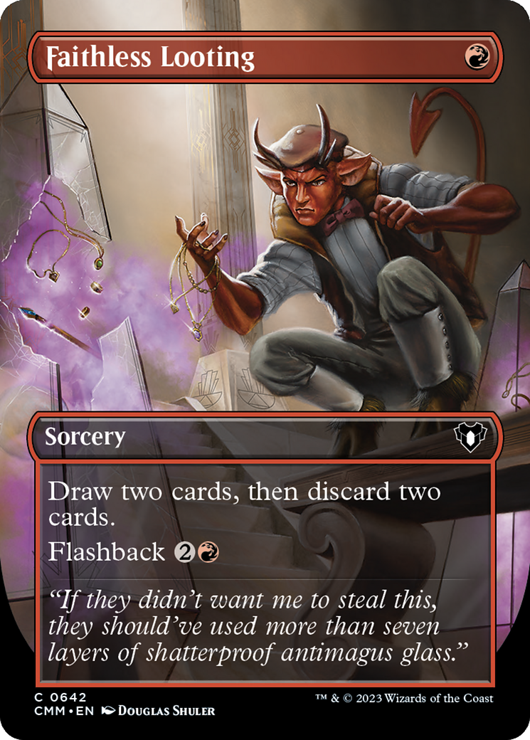 Faithless Looting (CMM-642) [Commander Masters] (Borderless) Foil