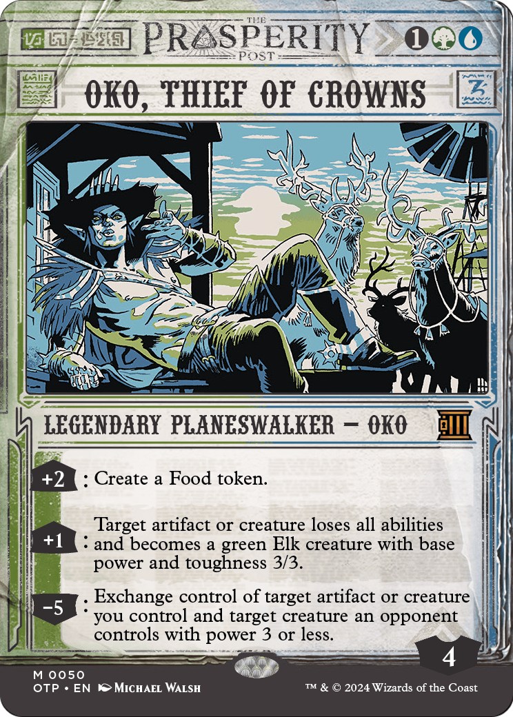Oko, Thief of Crowns (OTP-050) (Showcase) (Borderless) [Breaking News]
