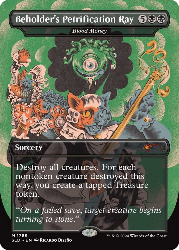 Blood Money (SLD-1789) [Secret Lair Drop] / Beholder's Petrification Ray (Borderless) Foil