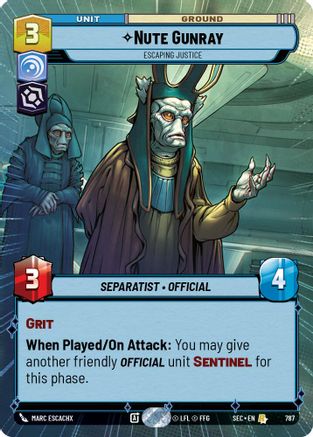 Nute Gunray - Escaping Justice (Hyperspace Foil) (787) [Secrets of Power] Foil