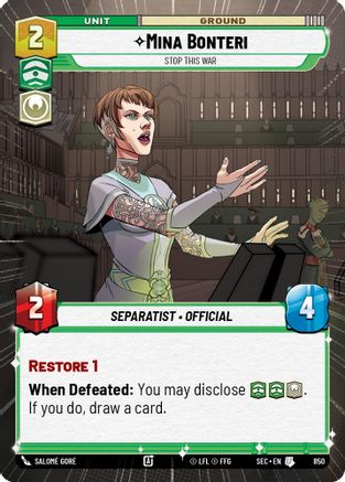 Mina Bonteri - Stop This War (Hyperspace Foil) (850) [Secrets of Power] Foil