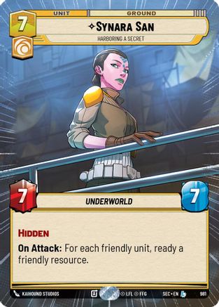 Synara San - Harboring a Secret (Hyperspace Foil) (981) [Secrets of Power] Foil