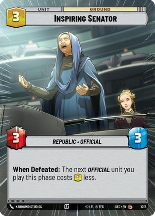 Inspiring Senator (Hyperspace Foil) (1017) [Secrets of Power] Foil