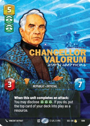 Chancellor Valorum - Civil Servant (Prestige Foil) (1099) [Secrets of Power] Foil