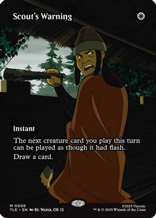 Scout's Warning (Borderless) (TLE-006) [Avatar: The Last Airbender: Eternal-Legal] Foil