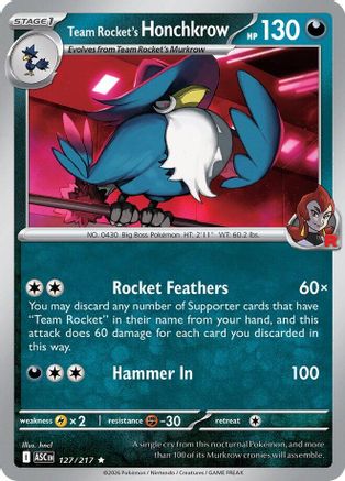 Team Rocket's Honchkrow 127 - [ME Ascended Heroes] Reverse Holofoil