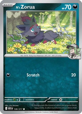 N's Zorua 136 - [ME Ascended Heroes] Reverse Holofoil