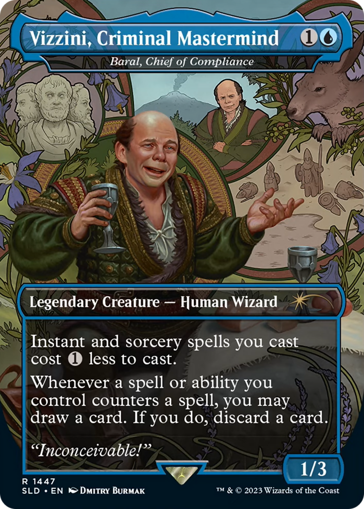 Baral, Chief of Compliance (SLD-1447) [Secret Lair Drop] / Vizzini, Criminal Mastermind (Borderless) Foil