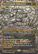 Michelangelo, Improviser (Borderless) (Gold-Stamped Signature) (TMT-304) [Teenage Mutant Ninja Turtles] Foil