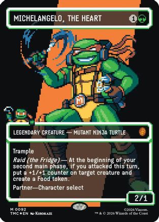 Michelangelo, the Heart (0093) (Borderless) (TMC-092) [Commander: Teenage Mutant Ninja Turtles] Foil