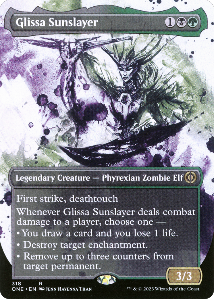 Glissa Sunslayer (ONE-318) [Phyrexia: All Will Be One]: (Showcase) (Borderless) Foil