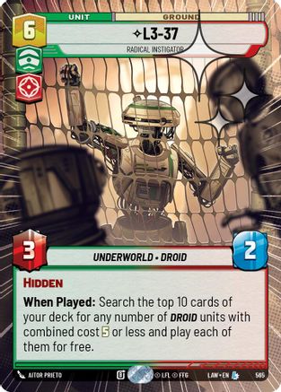 L3-37 - Radical Instigator (Hyperspace Foil) (565) [A Lawless Time] Foil