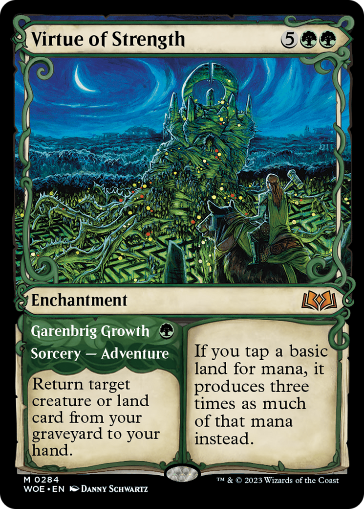 Virtue of Strength // Garenbrig Growth (WOE-284) [Wilds of Eldraine]: (Showcase) Foil
