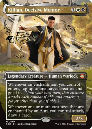 Killian, Decisive Mentor (Borderless) (SOC-004) [Commander: Secrets of Strixhaven] Foil