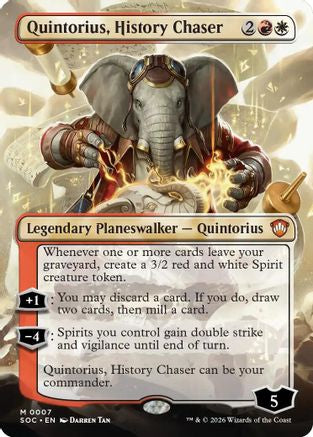 Quintorius, History Chaser (Borderless) (SOC-007) [Commander: Secrets of Strixhaven]