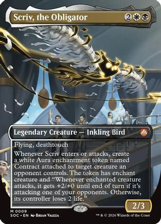 Scriv, the Obligator (Borderless) (SOC-009) [Commander: Secrets of Strixhaven] Foil