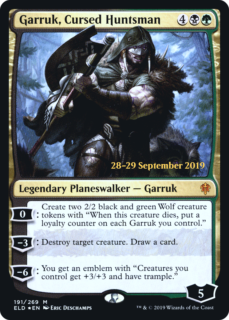 Garruk, Cursed Huntsman (PRE-191S) [Throne of Eldraine Promos] Foil