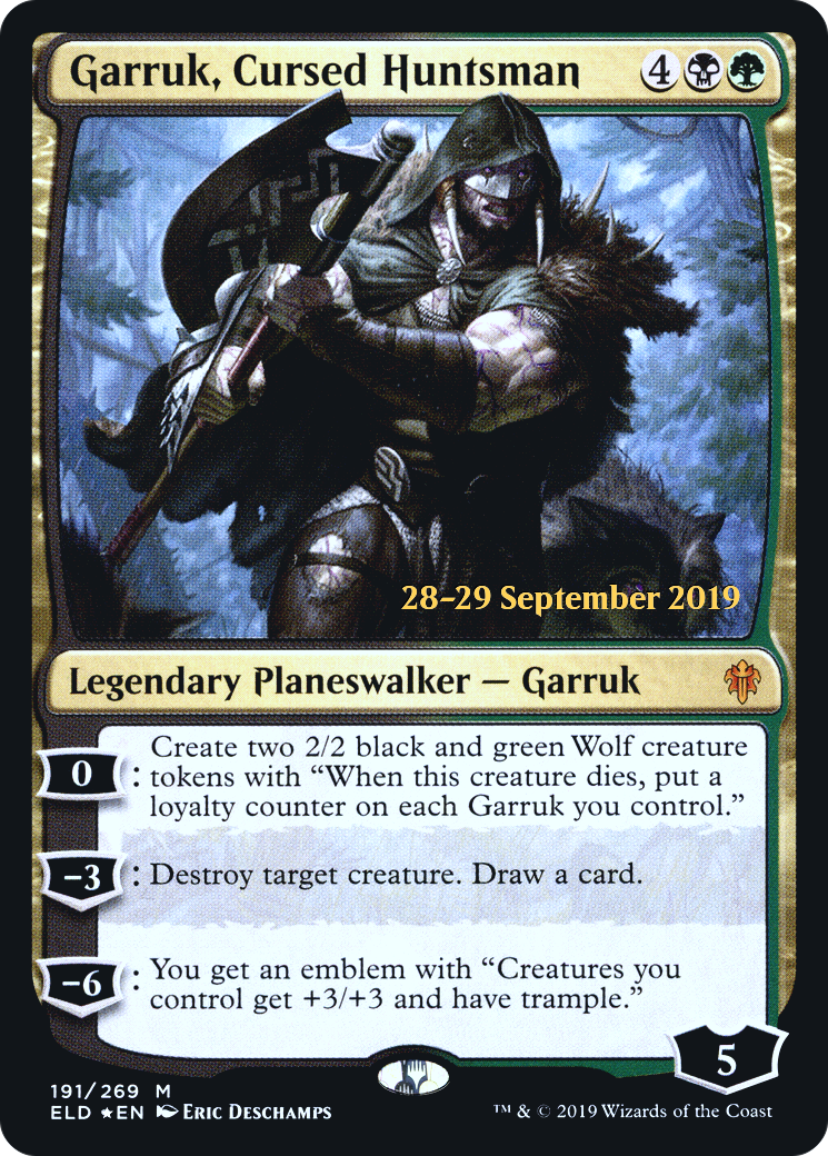 Garruk, Cursed Huntsman (PRE-191S) [Throne of Eldraine Promos] Foil