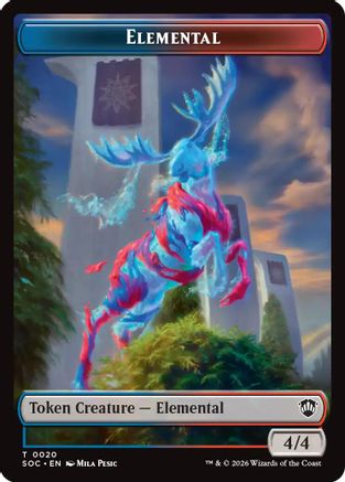 Elemental (0020) // Treasure Double-Sided Token (SOC-20 // 12) [Commander: Secrets of Strixhaven]