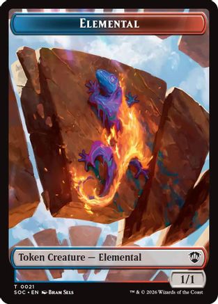 Elemental (0021) // Phyrexian Myr Double-Sided Token (SOC-21 // 8) [Commander: Secrets of Strixhaven]