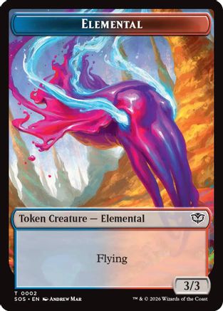 Elemental (0002) // Treasure Double-Sided Token (SOS-2 // 12) [Secrets of Strixhaven]