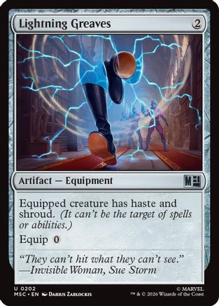 Lightning Greaves (Surge Foil) (MSC-202) [Commander: Marvel Super Heroes] Foil