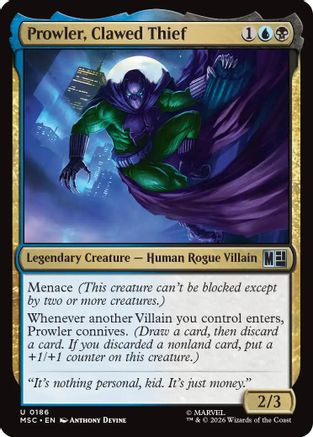 Prowler, Clawed Thief (Surge Foil) (MSC-186) [Commander: Marvel Super Heroes] Foil