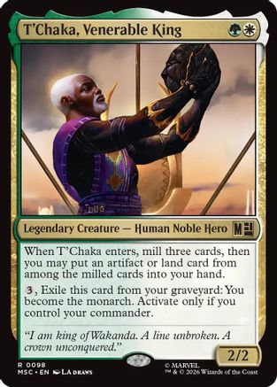 T'Chaka, Venerable King (Surge Foil) (MSC-098) [Commander: Marvel Super Heroes] Foil